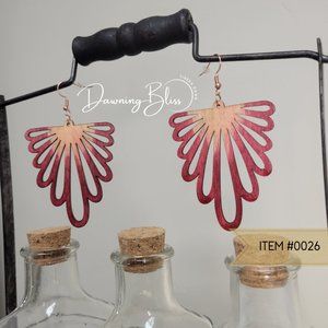 Oversized, Red blend Wooden, lightweight dangle Earrings by Tineka Dawn